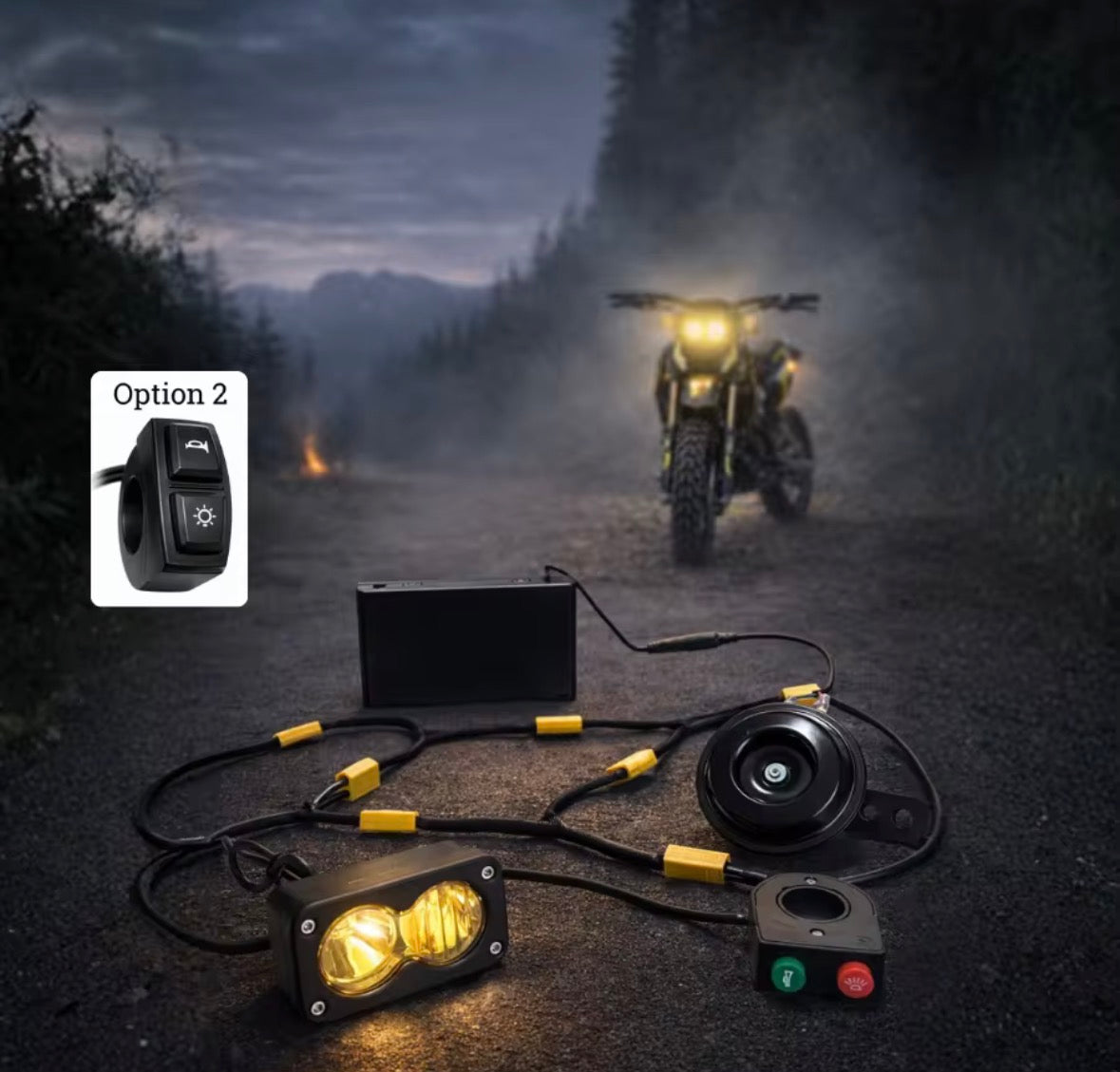Universal Battery Powered Baja Light LED Headlight and Horn Combo Kit